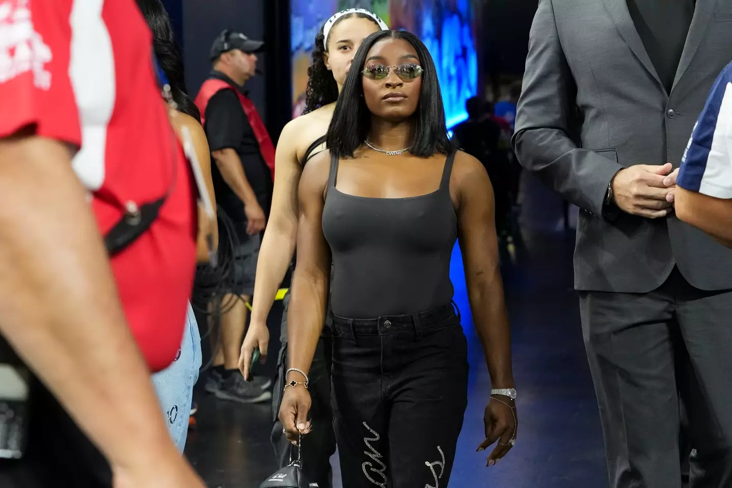 Simone Biles attends an NFL game. Image: Todd Rosenberg / Contributor via Getty
