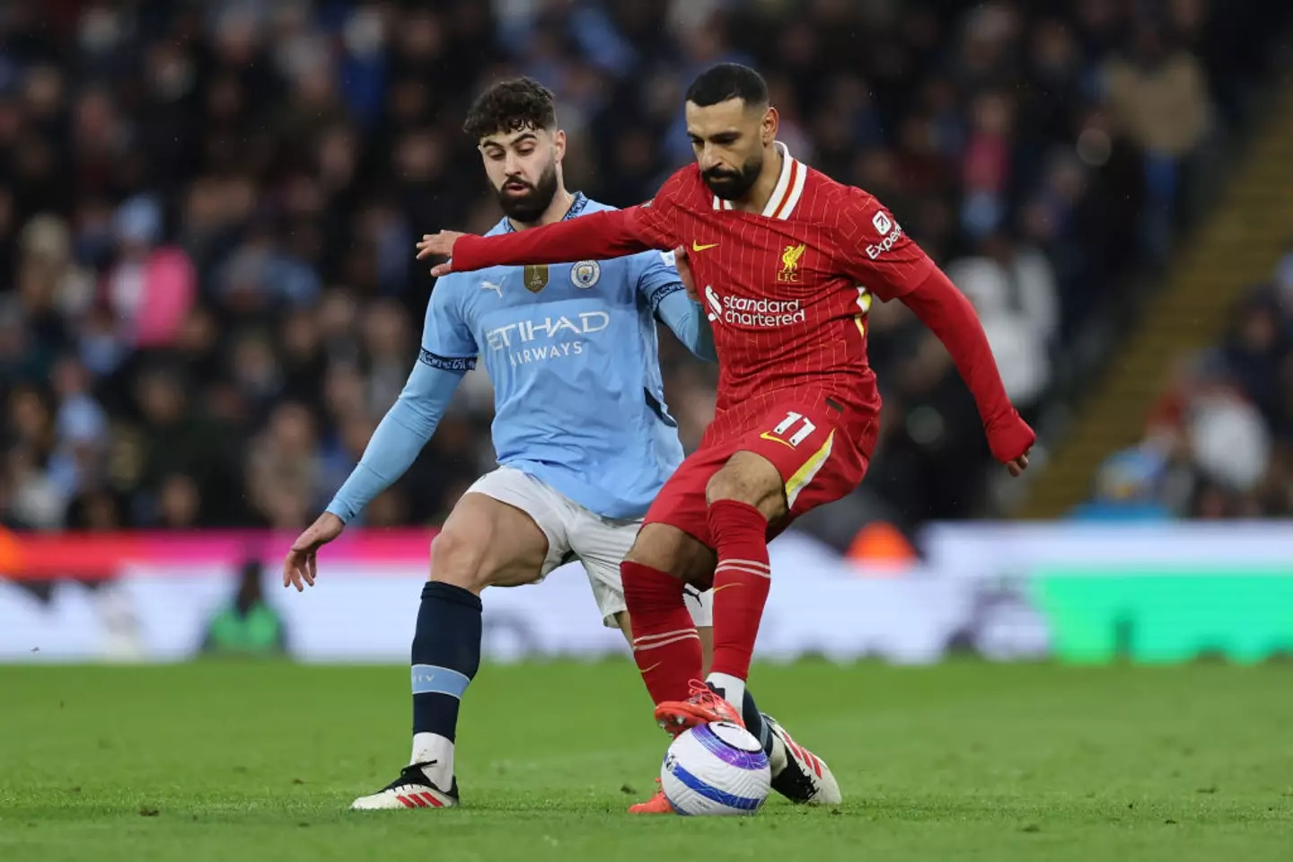 Mo Salah in action against Man City (Credit:Getty)