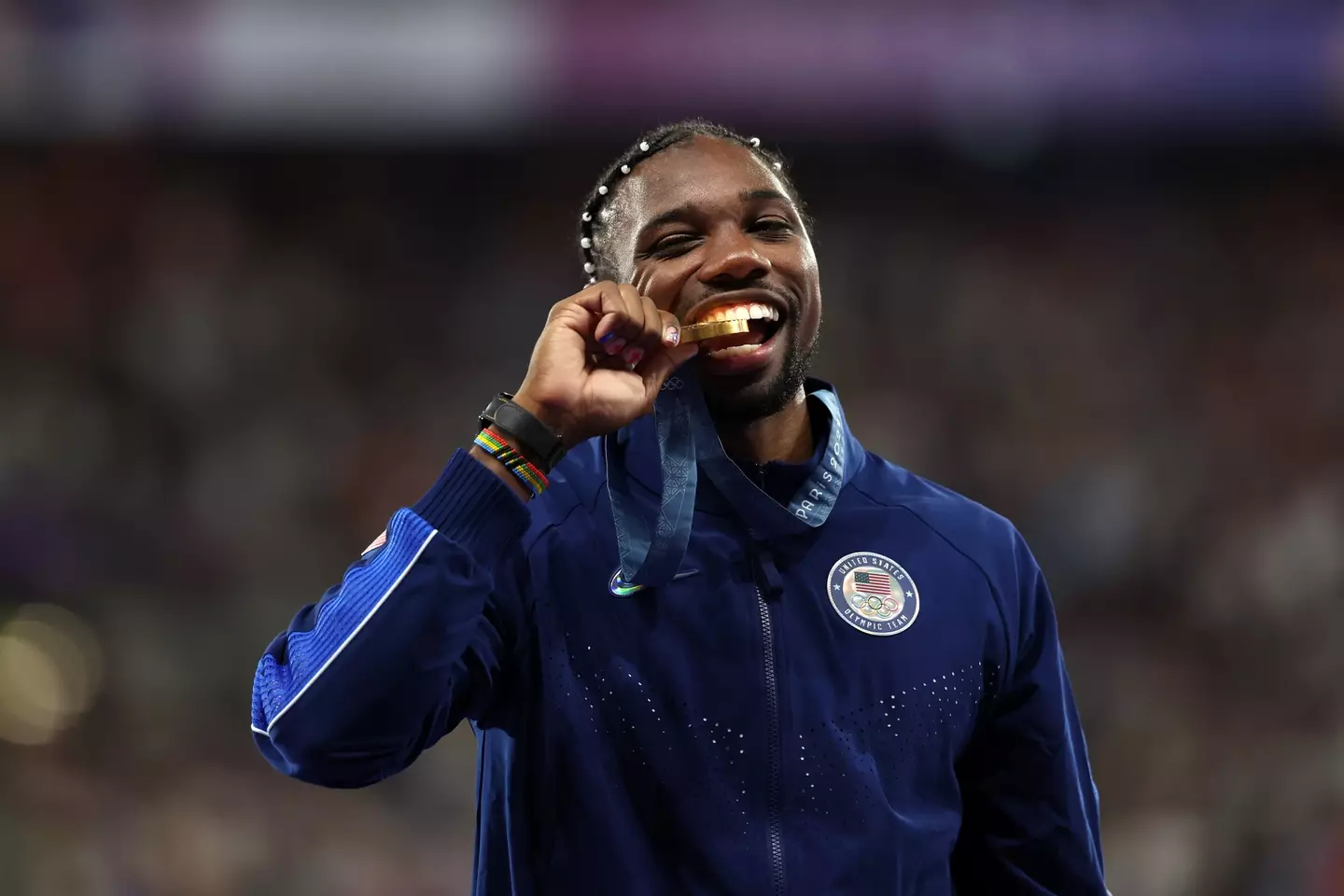 Noah Lyles won gold in the 100m final during the Paris Olympics (Getty)