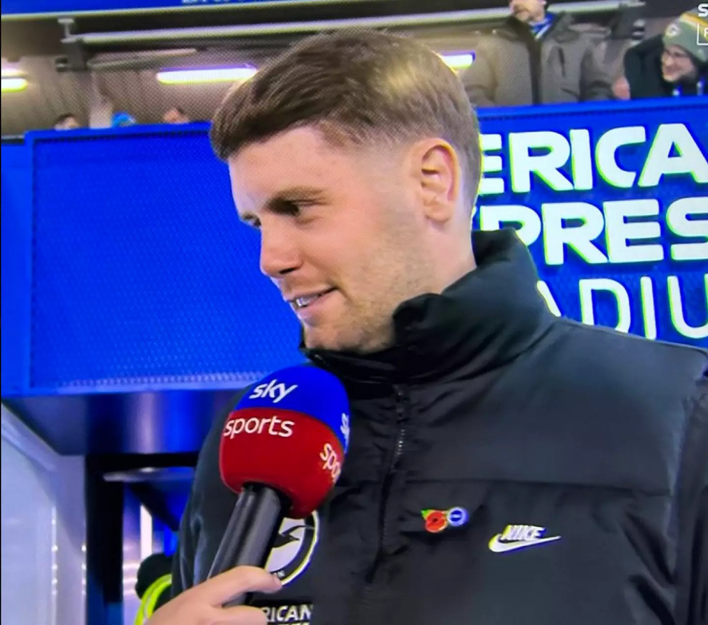 Fabian Hurzeler was interviewed by Sky Sports at half-time (Image: Sky Sports)