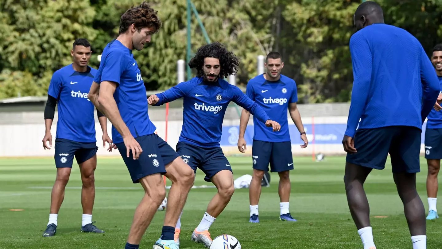 Marc Cucurella in training for the first time as a Chelsea player. (Chelsea FC)