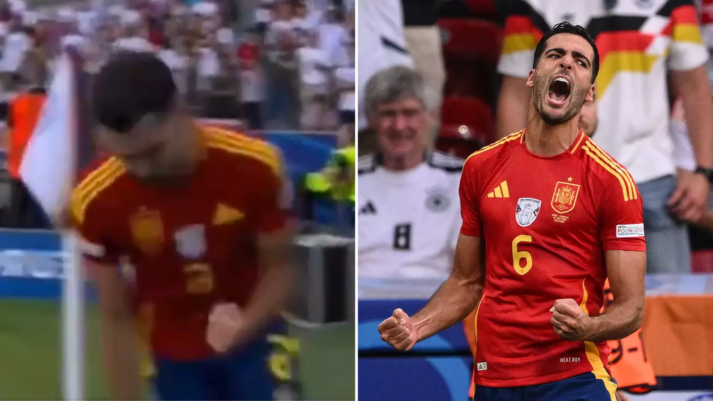 Fans spot crazy detail in Mikel Merino's goal celebration against Germany