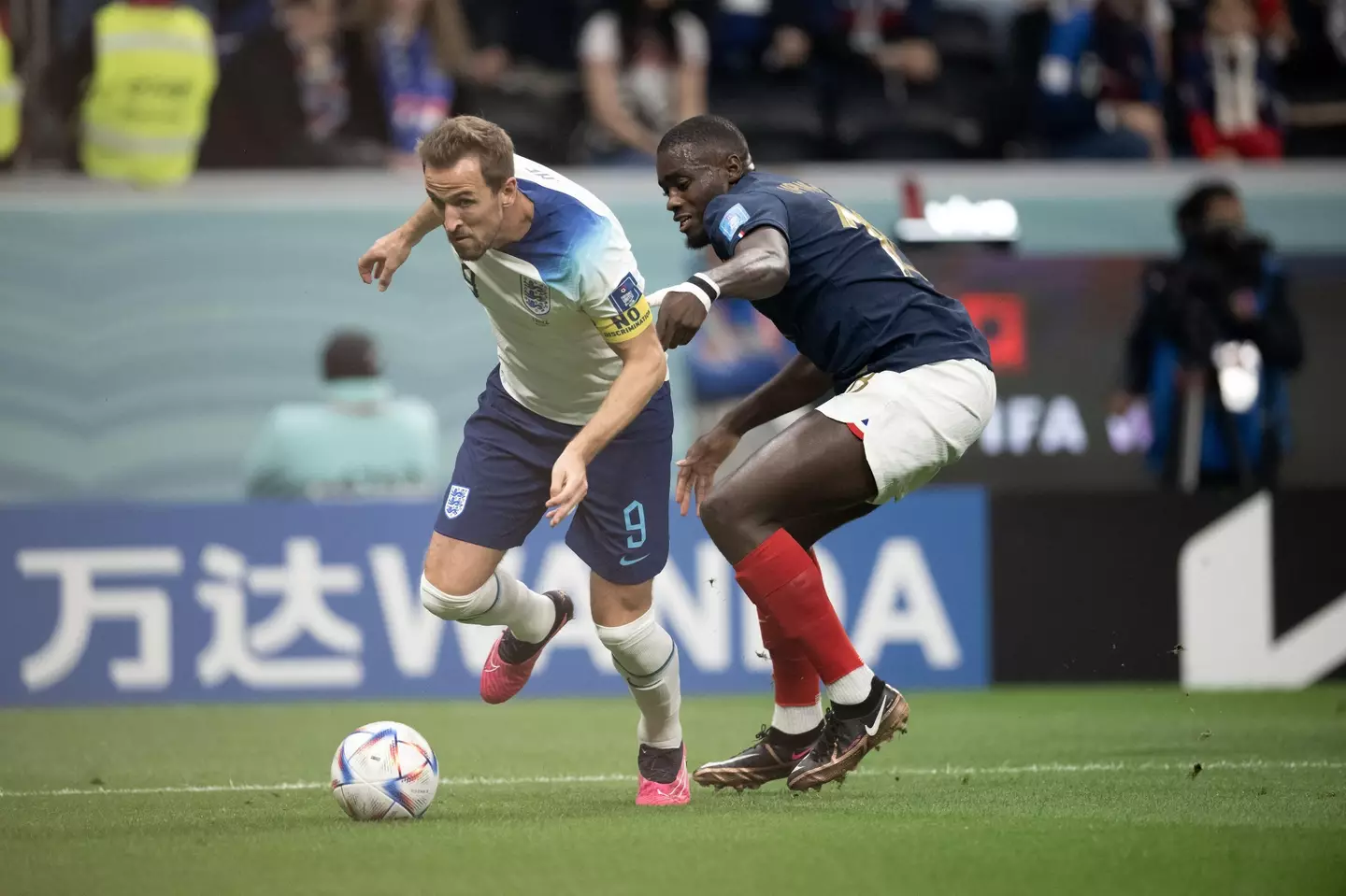 Upamecano was up against Harry Kane last weekend. Image: Alamy