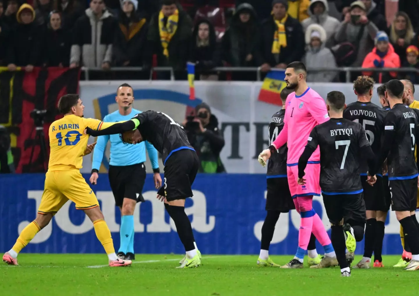 Romania were awarded a 3-0 Nations League win after Kosovo abandoned their match due to political chants from rival fans. (Image: Getty)