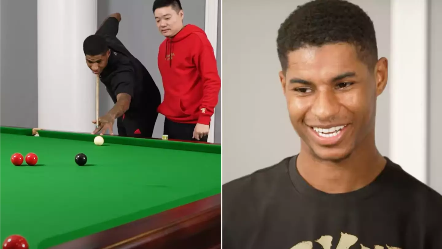 Man Utd star Marcus Rashford pots incredible snooker shot in behind-the-scenes video