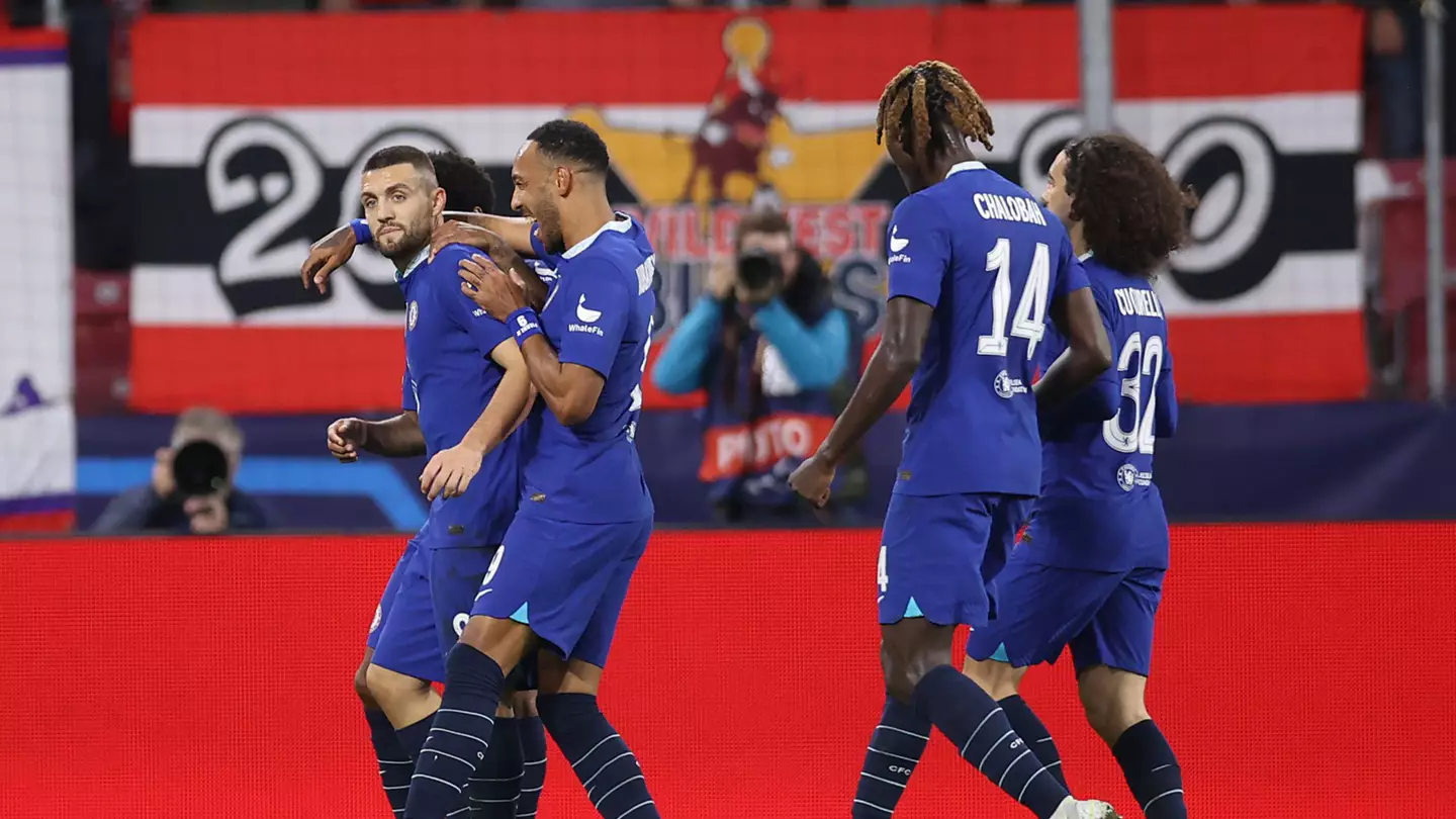 Chelsea celebrate their first against FC Salzburg. (Alamy)