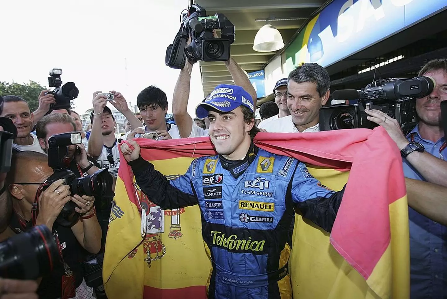 Fernando Alonso celebrates after winning the 2006 Drivers' Championship with Renault (Image: Getty)