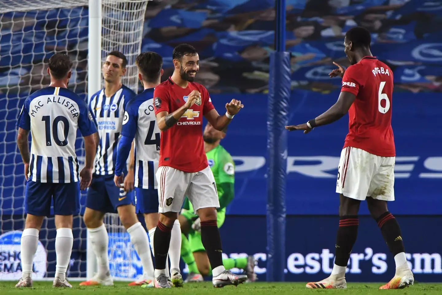 Paul Pogba and Bruno Fernandes in 2019/20. (Alamy)