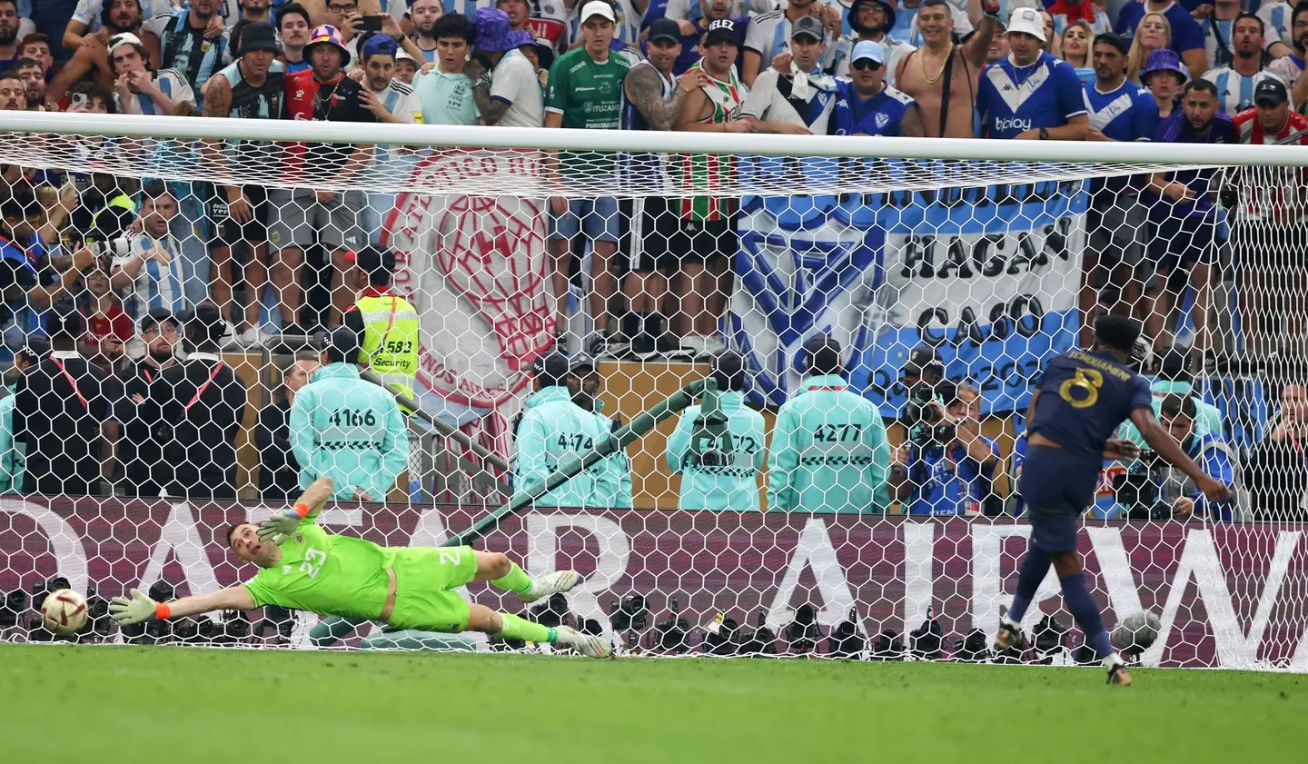 Aurelien Tchouameni hits his penalty wide during the shootout. Image: Alamy 