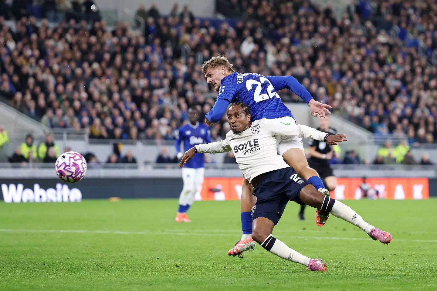 Dewsbury-Hall was penalised for a yellow card on Kyle Walker-Peters. Image: Getty