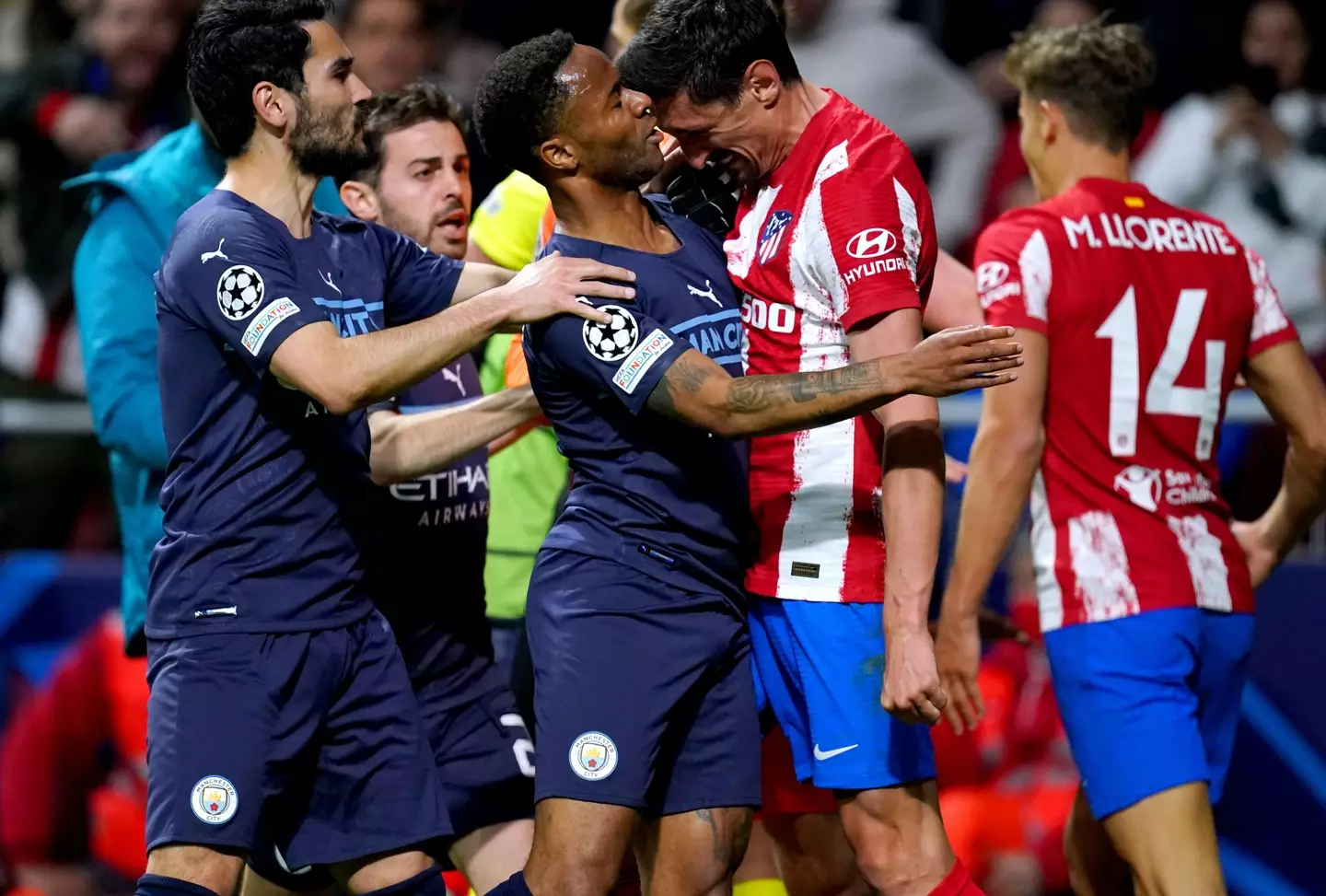 Savic completely lost his head and buried into Raheem Sterling. Image: PA Images