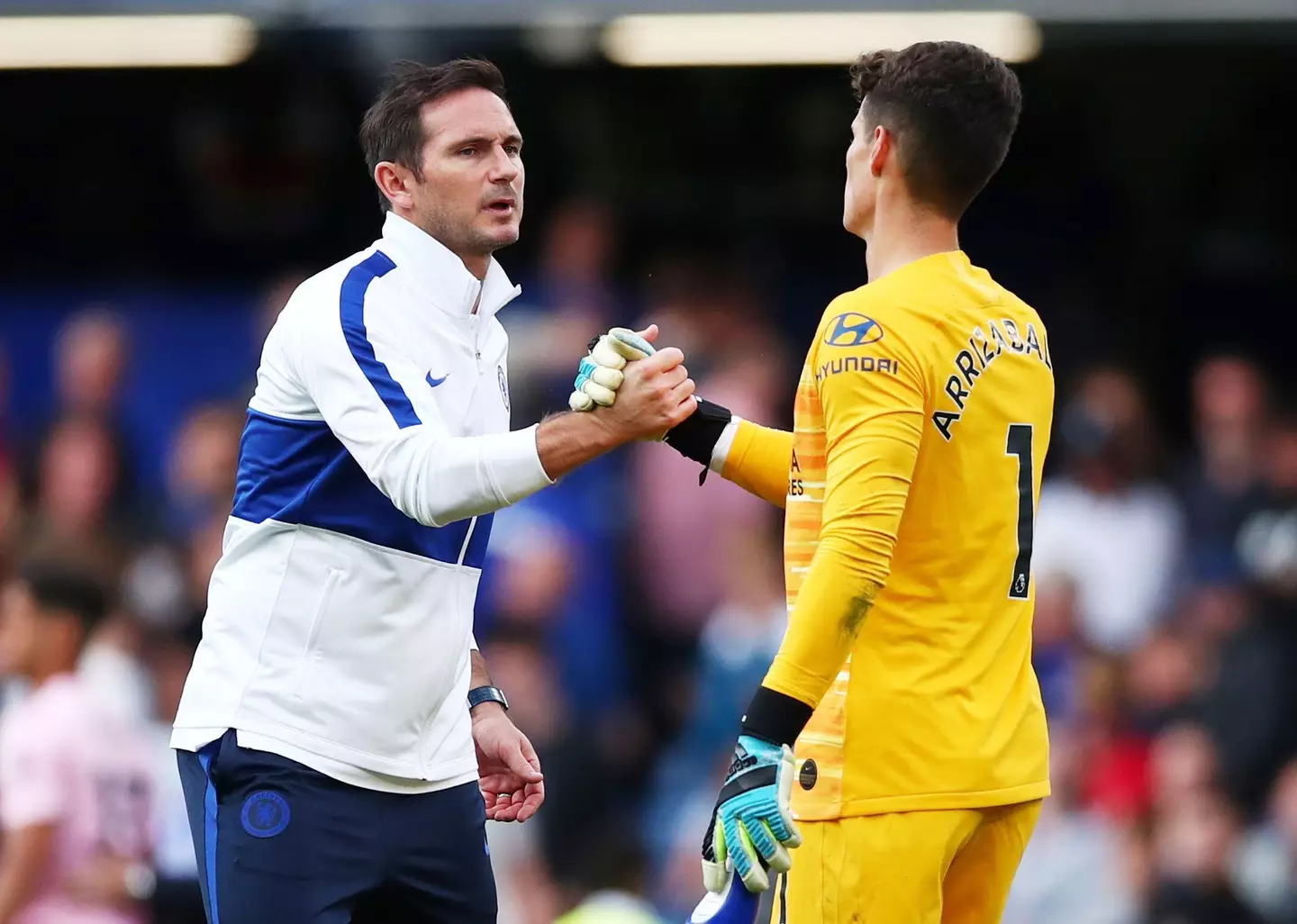 Frank Lampard with Kepa Arrizabalaga. (Alamy)