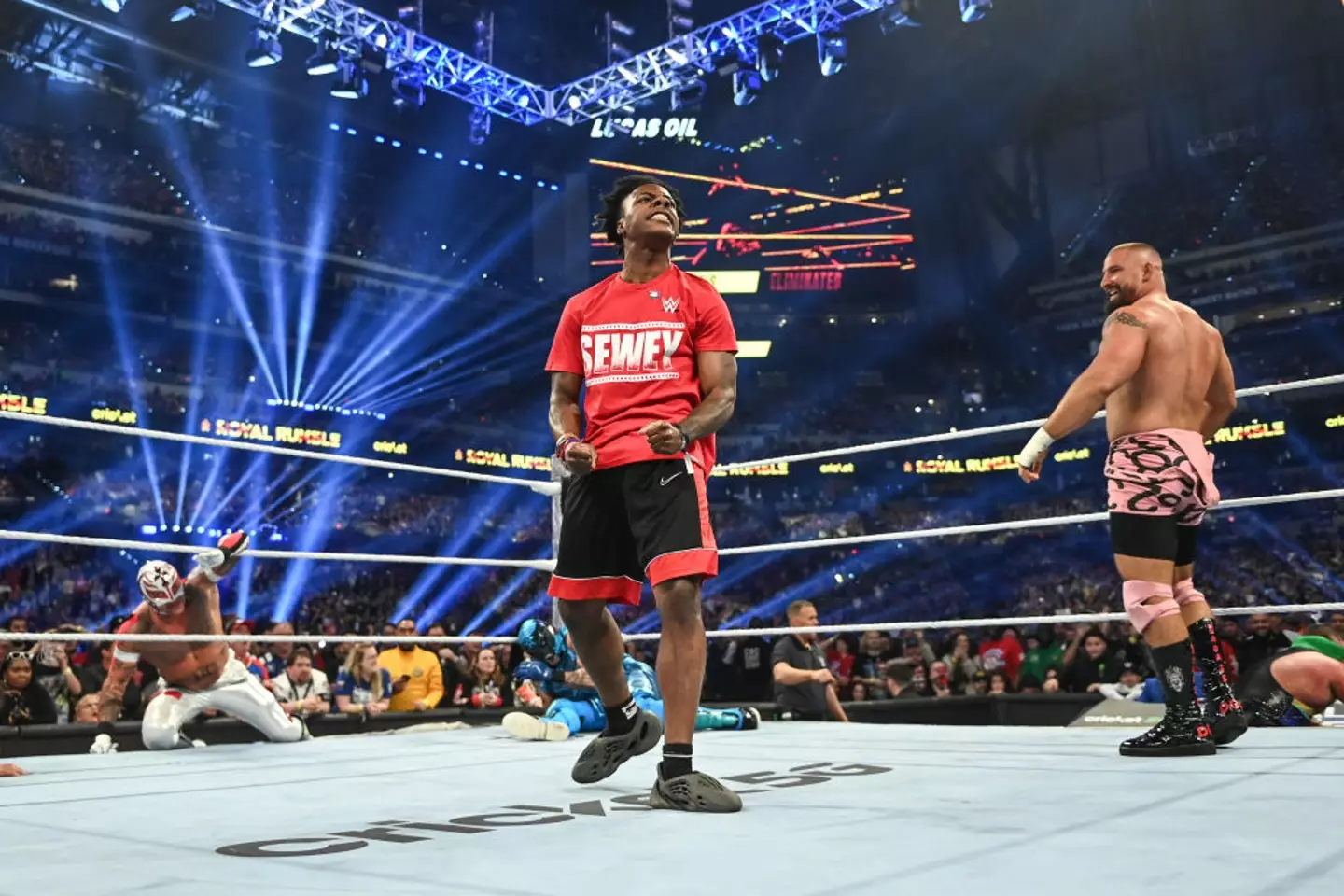IShowSpeed competed at the WWE Royal Rumble in February. (Image: Getty)