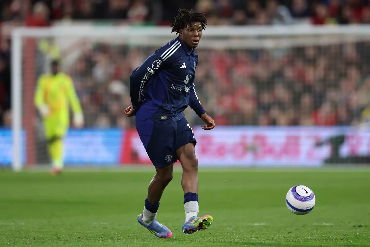 Patrick Dorgu in action for Manchester United. Image: Getty