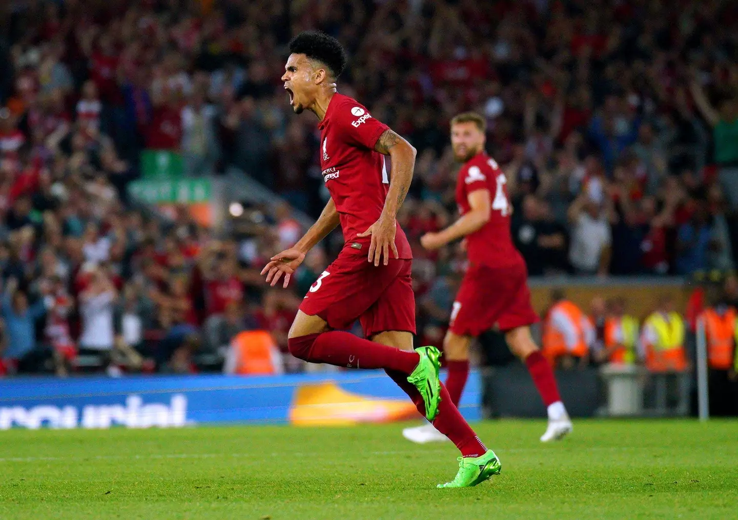 Diaz celebrates his equaliser. Image: Alamy