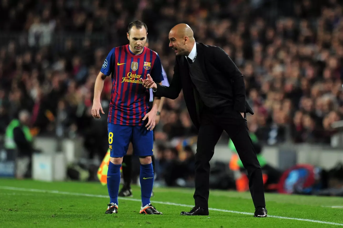 Pep Guardiola worked with Andres Iniesta at Barcelona. Image: Getty