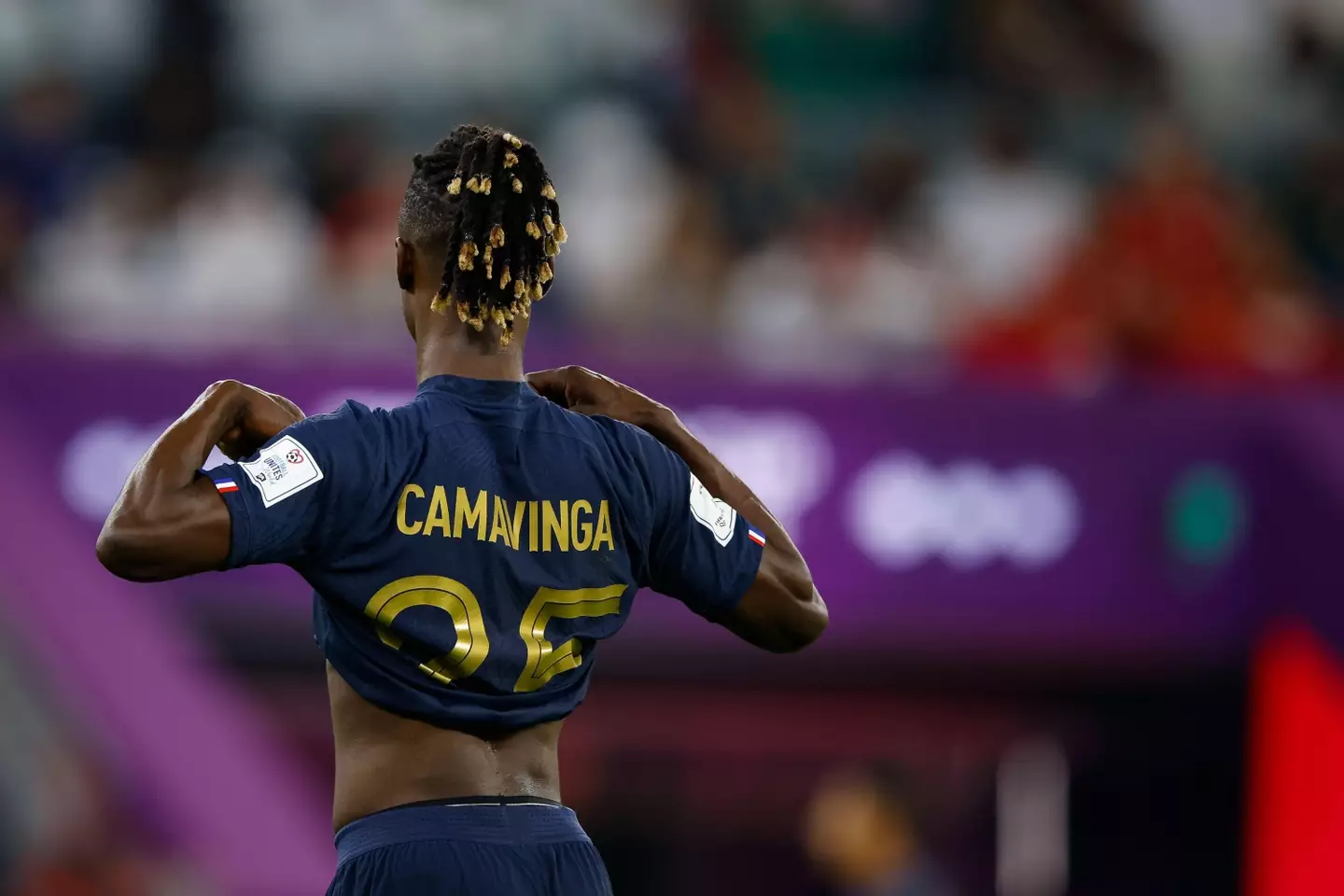 Eduardo Camavinga played at left-back in Wednesday's defeat to Tunisia. (Image
