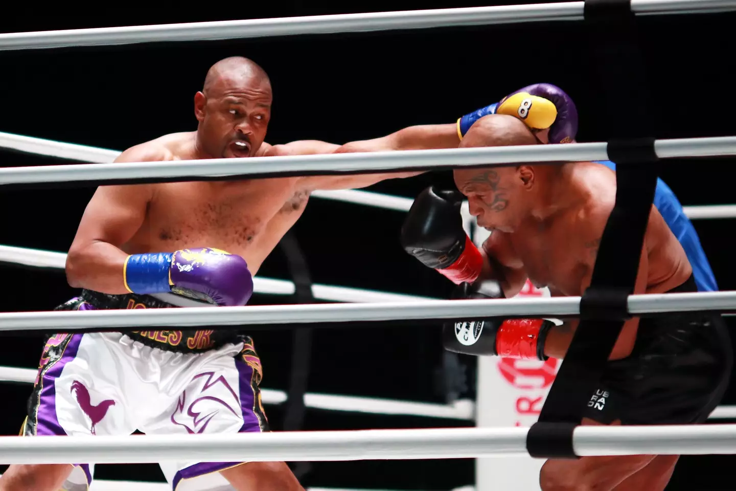 Roy Jones Jr in action against Mike Tyson. Image: Getty 