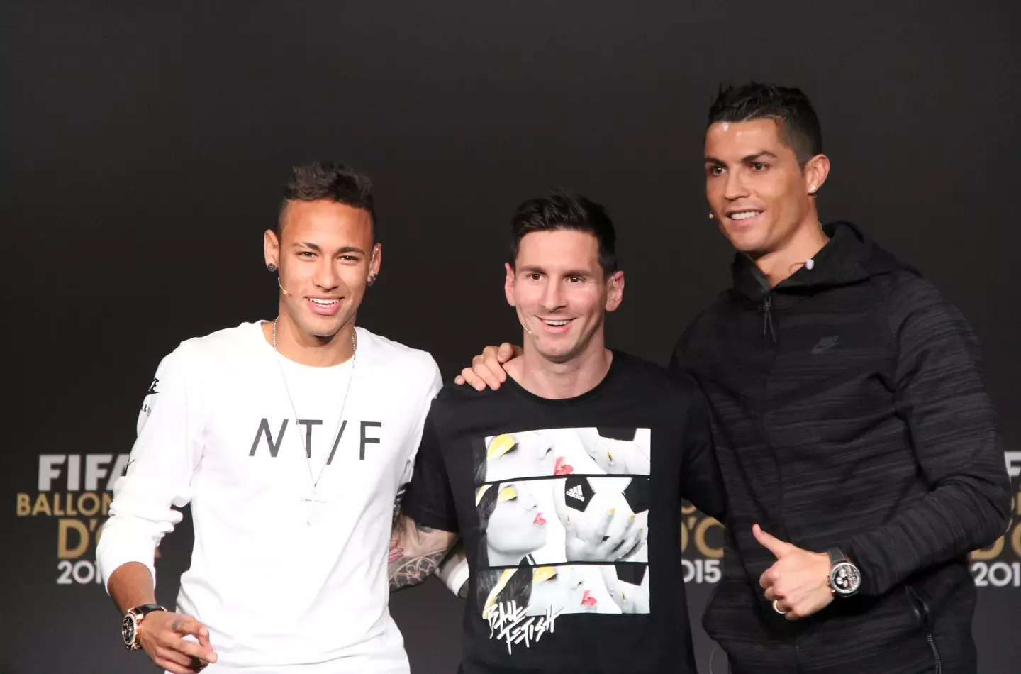 Lionel Messi, Cristiano Ronaldo and Neymar were the top three players in the world at the time. Image: Getty
