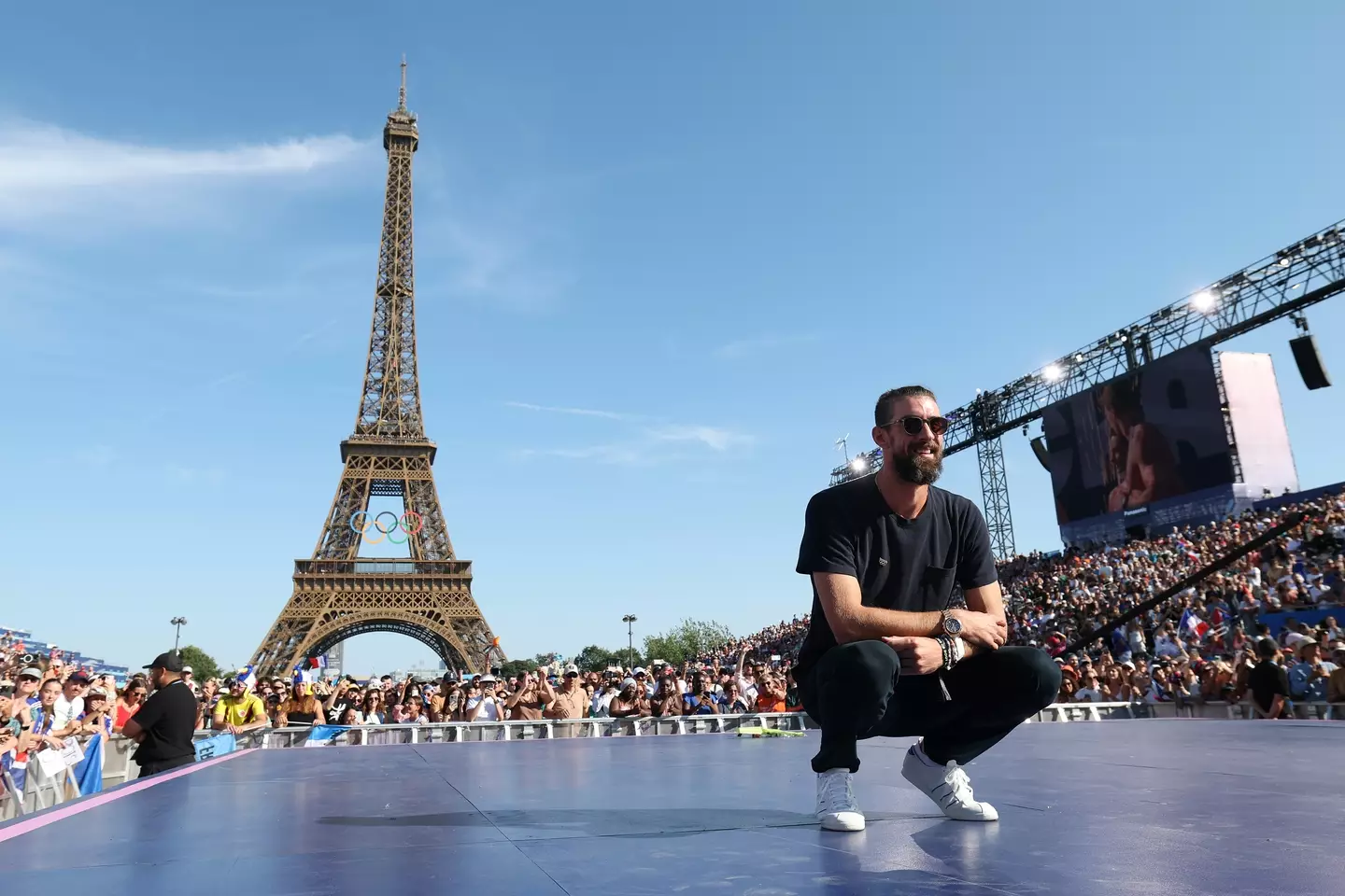 Michael Phelps at the 2024 Olympics. Image: Getty