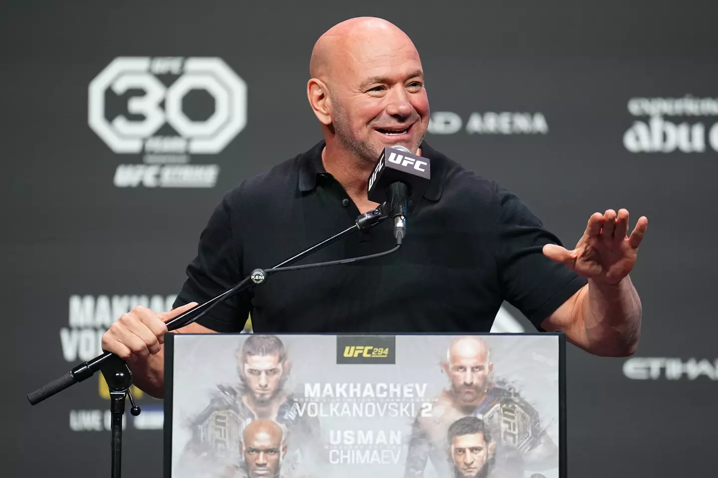 Dana White during the UFC 294 pre-fight press conference. Image: Getty