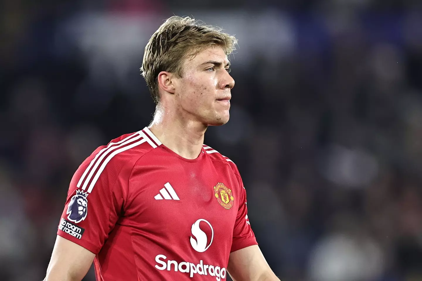 Rasmus Hojlund in action for Manchester United. Image: Getty
