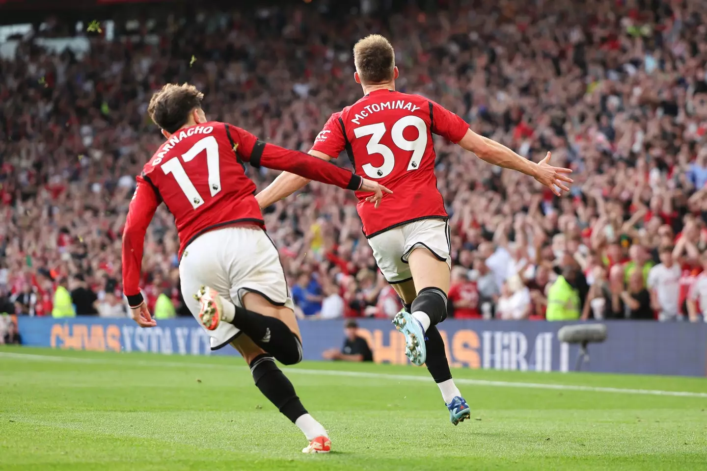 McTominay wheels away in celebration after nodding home the winner. (