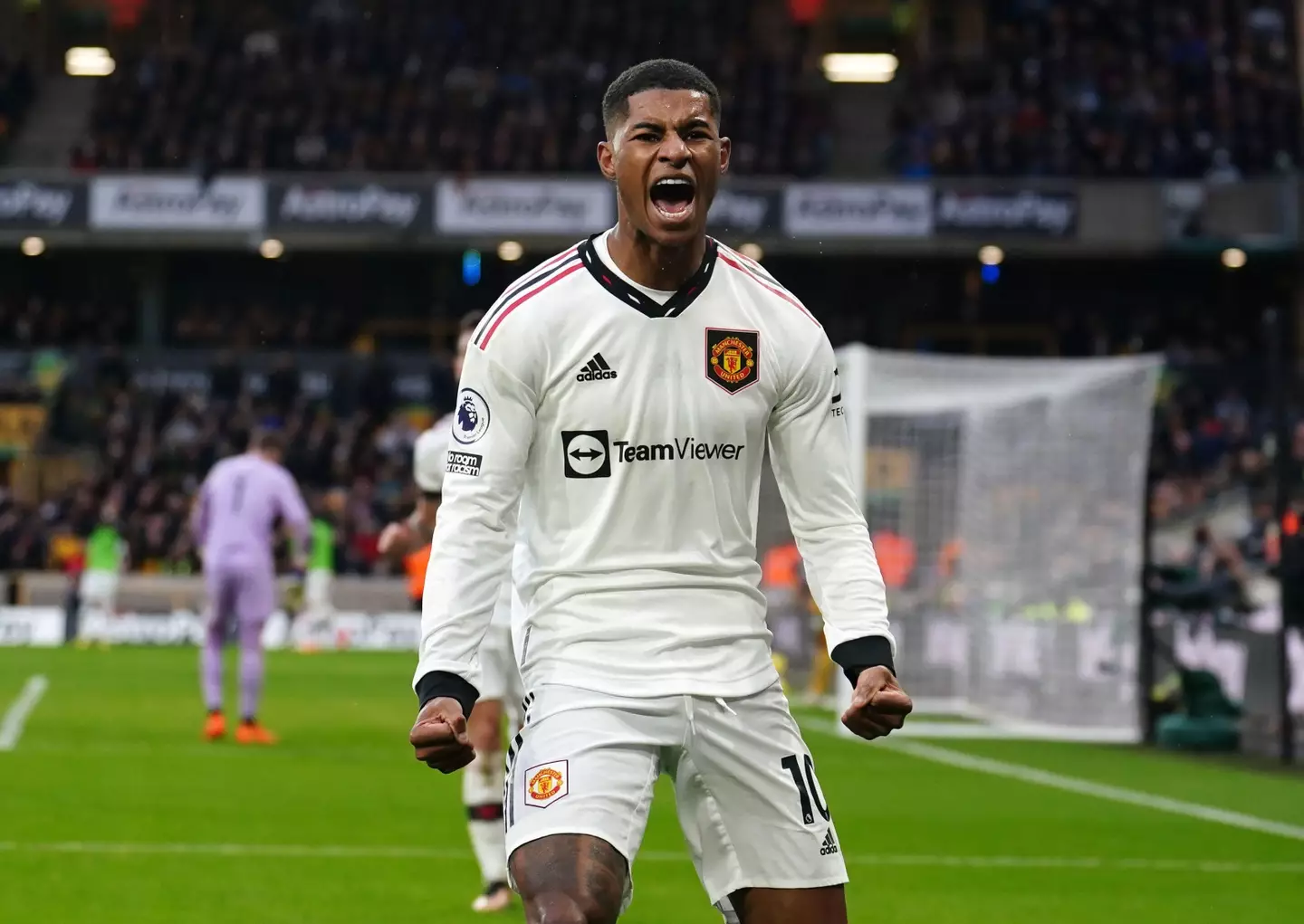 Rashford celebrates his winner. Image: Alamy