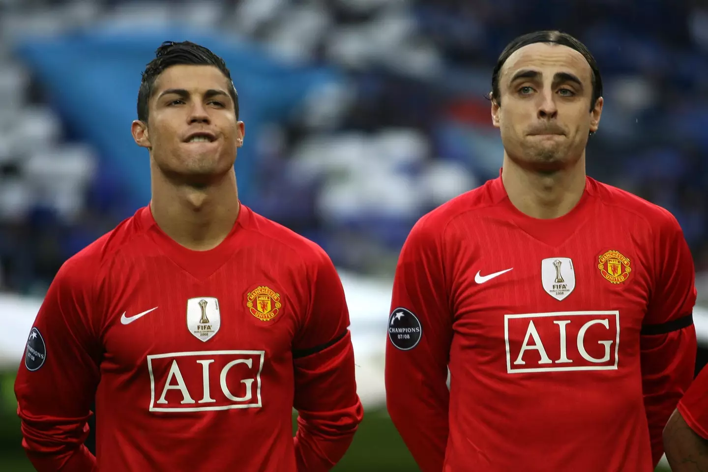 Ronaldo and Berbatov as teammates at Manchester United.