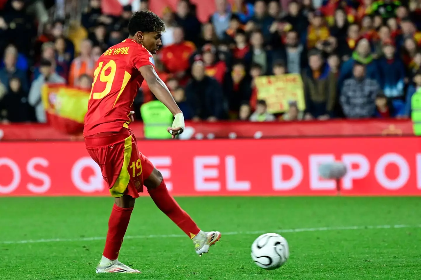 Lamine Yamal has scored four penalties during his career. (Image: Getty)