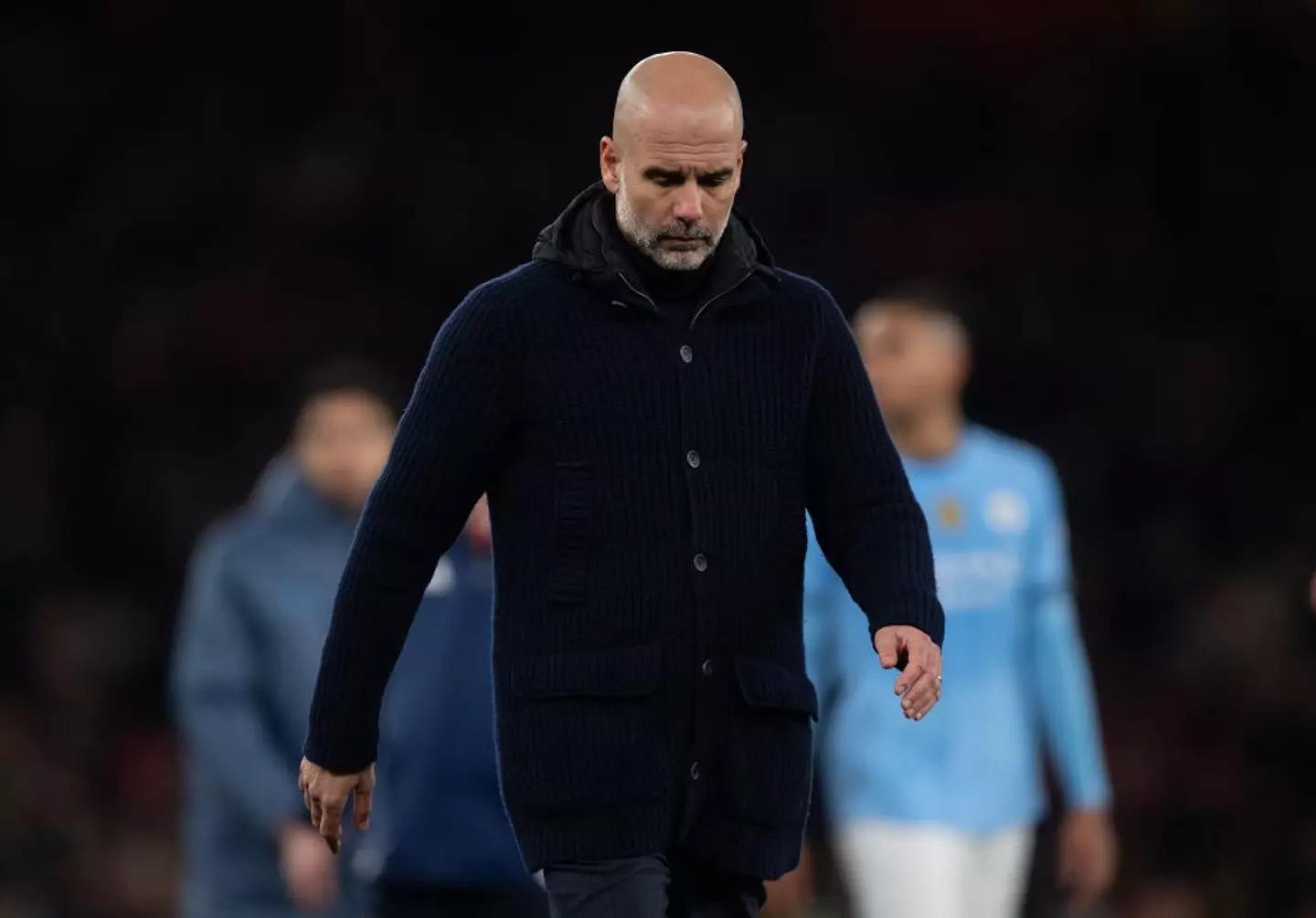Man City manager Pep Guardiola pictured after his side's 5-1 defeat to Arsenal (Image: Getty)