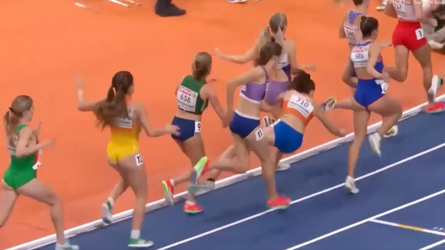 Shocking moment Dutch athlete is knocked out cold mid-race as health update given after horrific incident