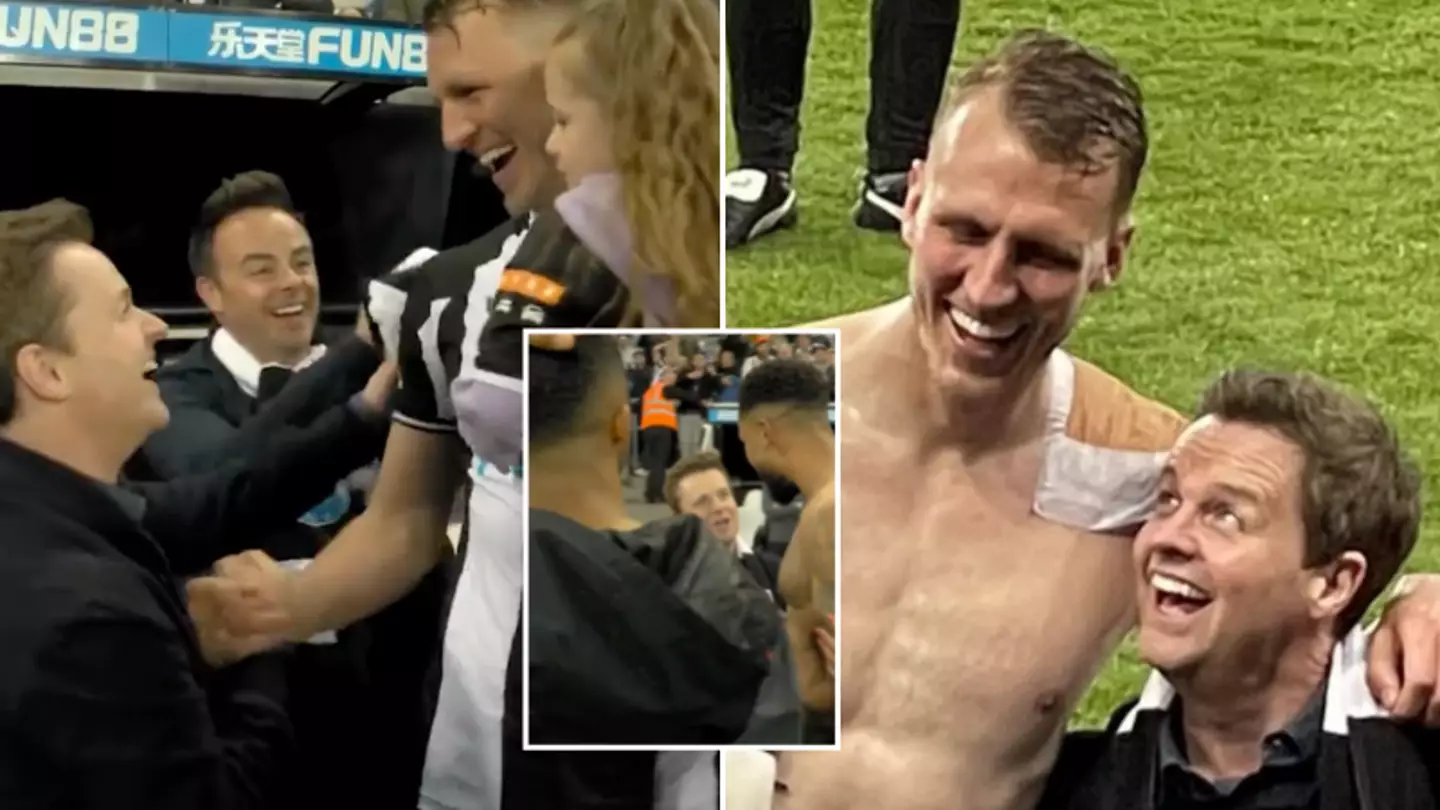 Footage Emerges Of Ant And Dec Celebrating With Newcastle Players After Win Against Arsenal