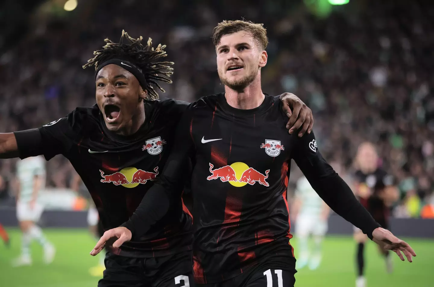 Werner celebrates his goal against Celtic. Image: Alamy