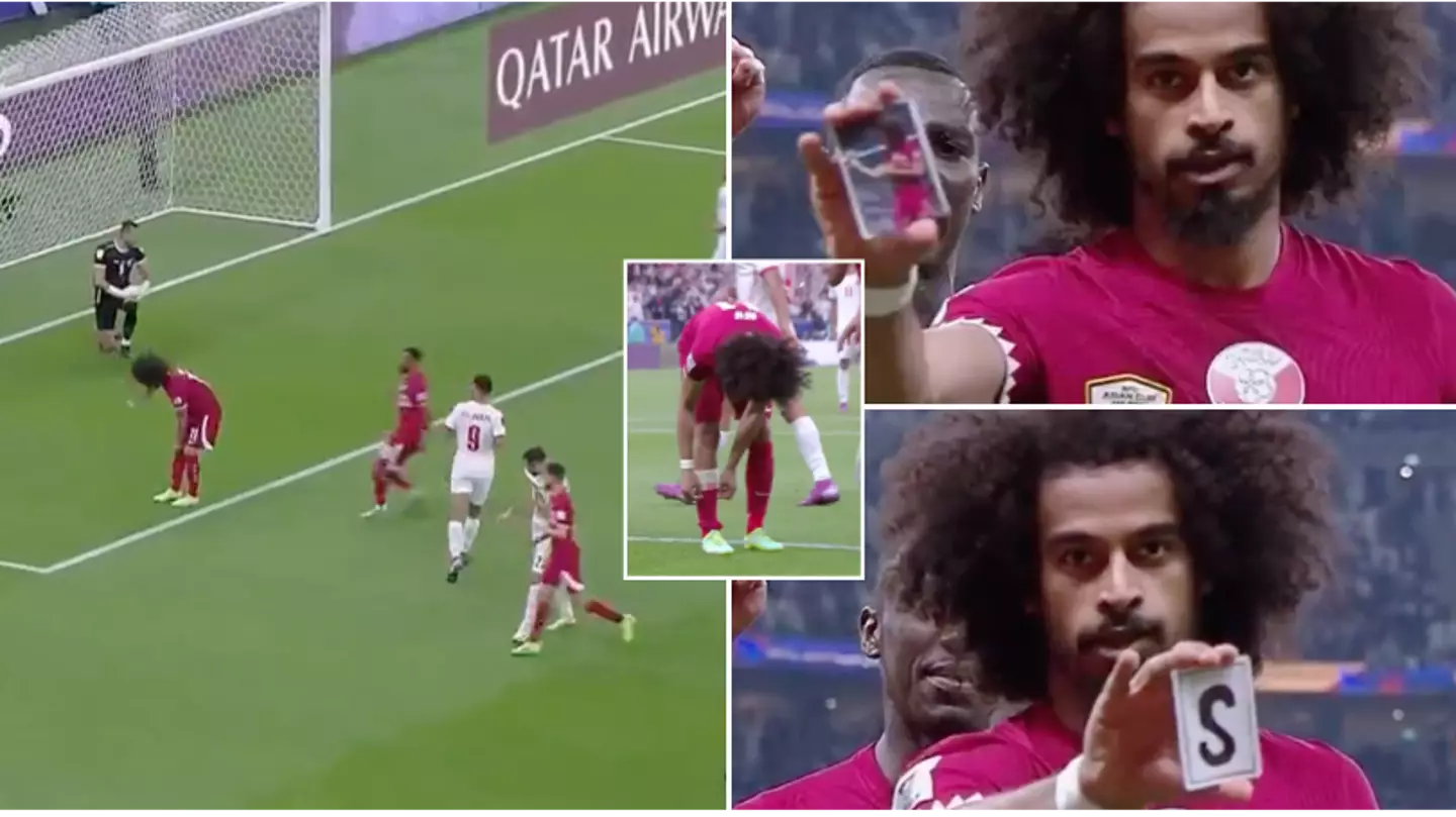 Qatar's Akram Afif performs 'cold' card trick celebration after scoring in Asian Cup final