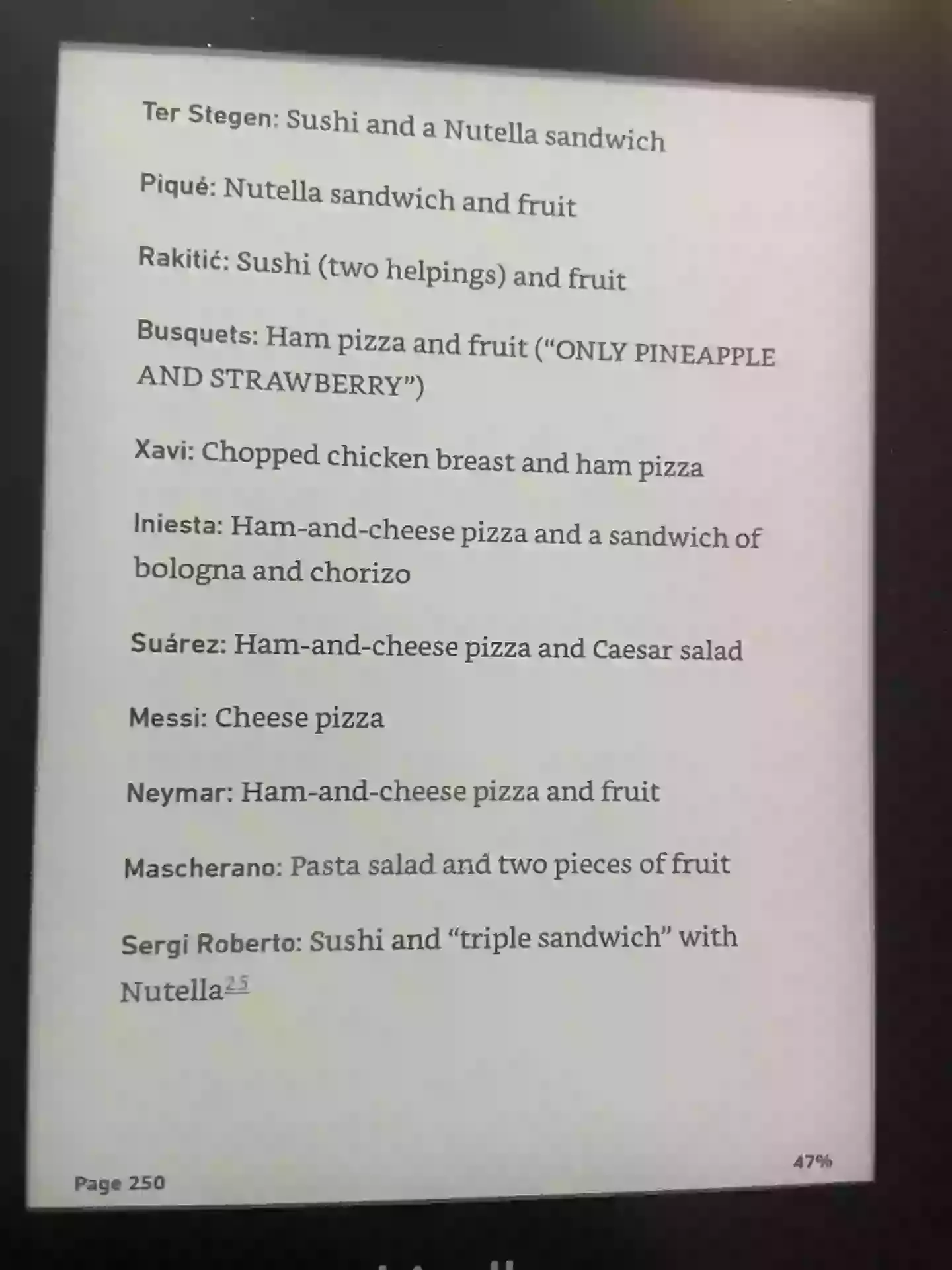Barcelona's meal orders were leaked online. Image: Libertad Digital