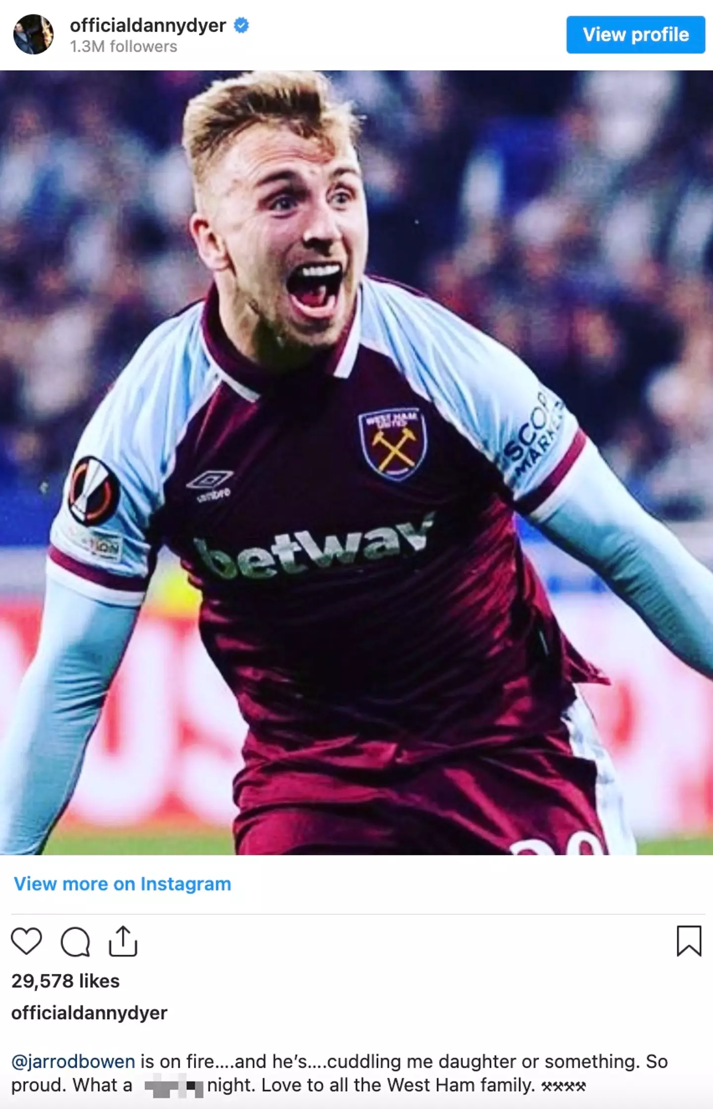 Dyer referenced the chant in a post on Instagram (Image: Instagram/Danny Dyer)