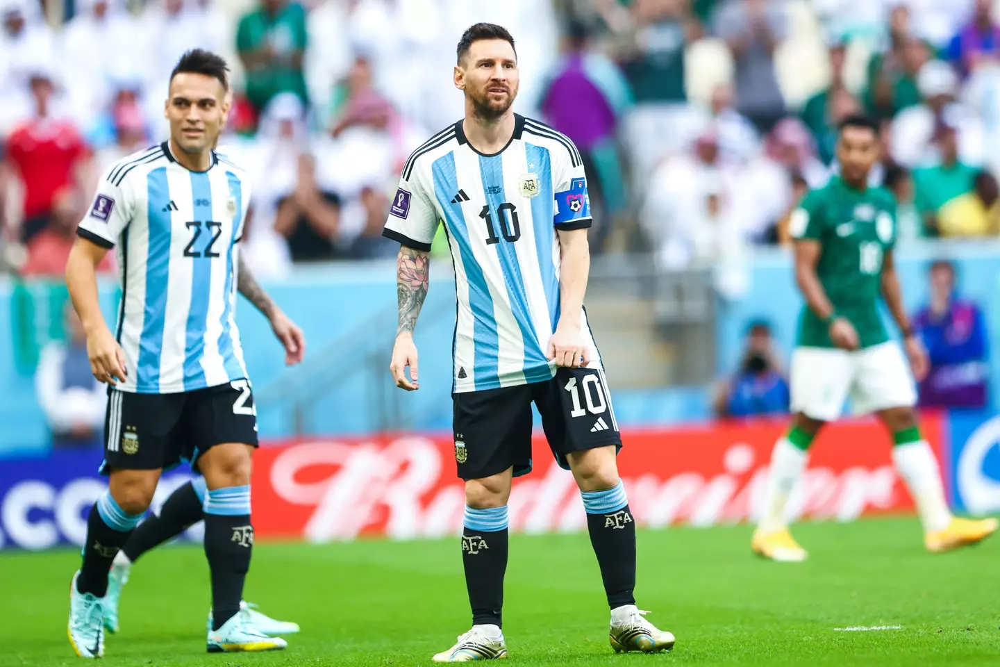 Messi and Martinez during the game. (Image