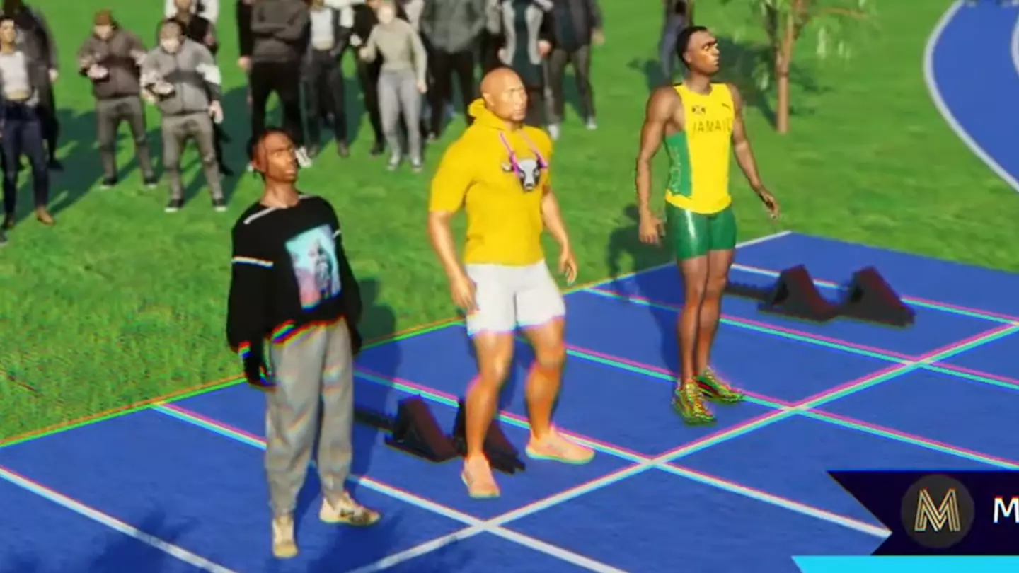 Incredible 3D simulation shows what would happen in a race between Usain Bolt, The Rock and Travis Scott