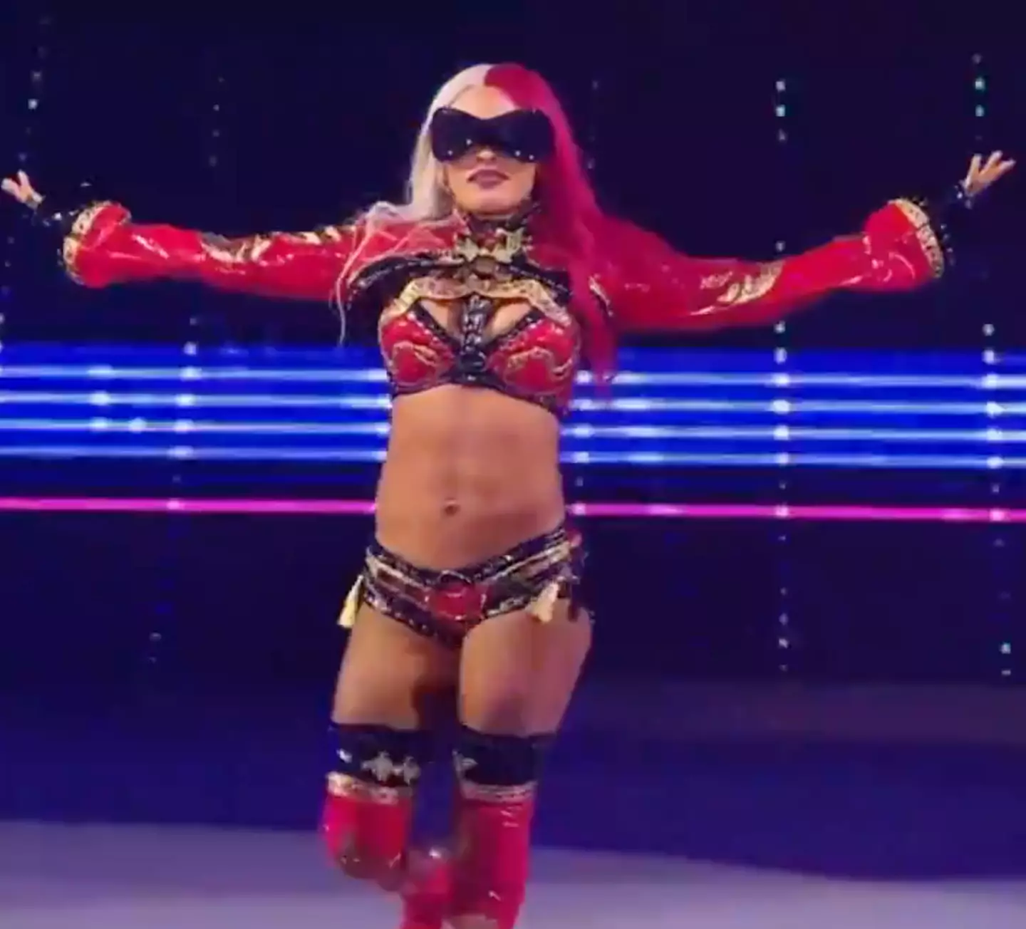 WWE's Zelina Vega suffered a wardrobe malfunction in her return. Image: WWE