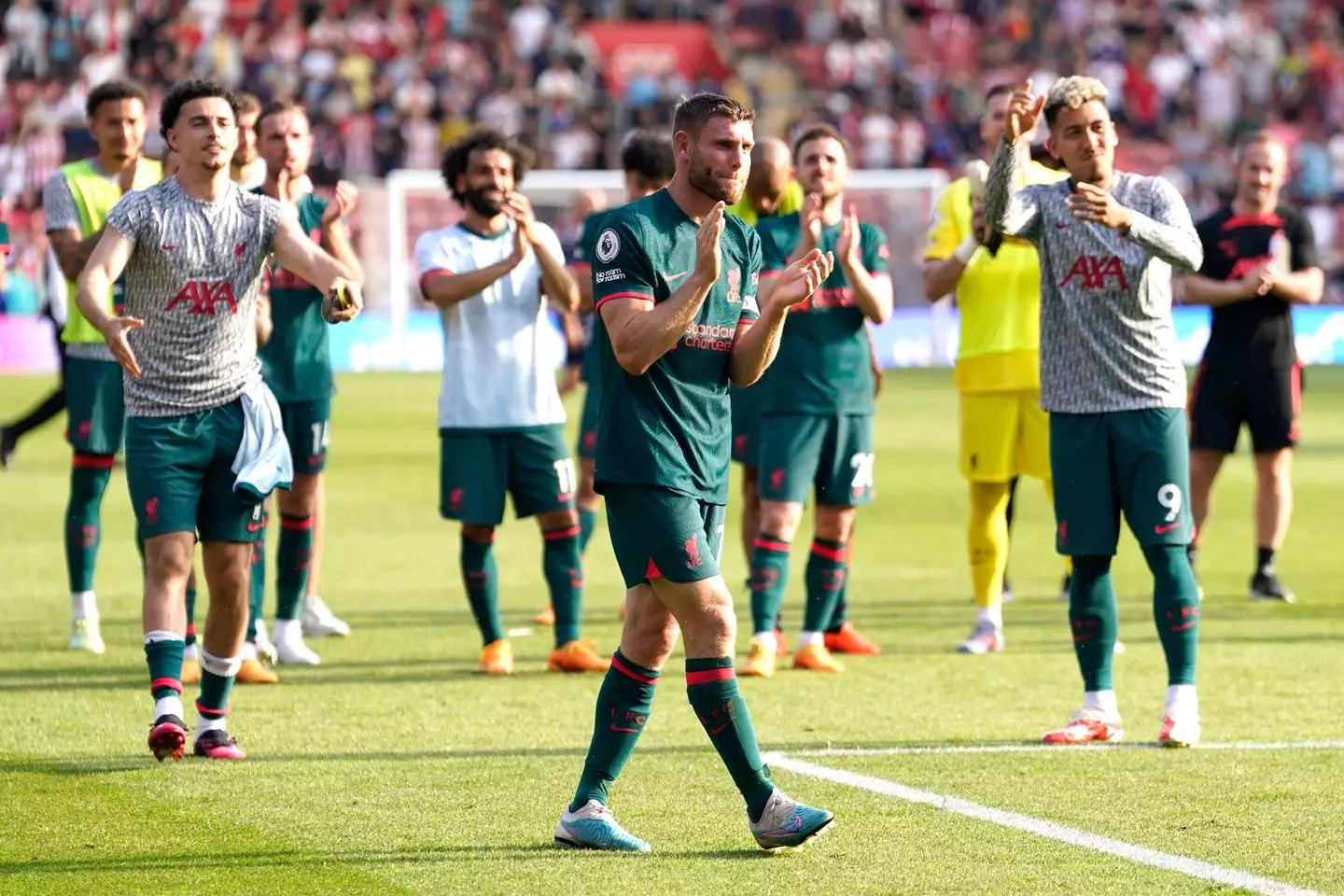 James Milner applauds the Liverpool fans after the game against Southampton. Image: Alamy