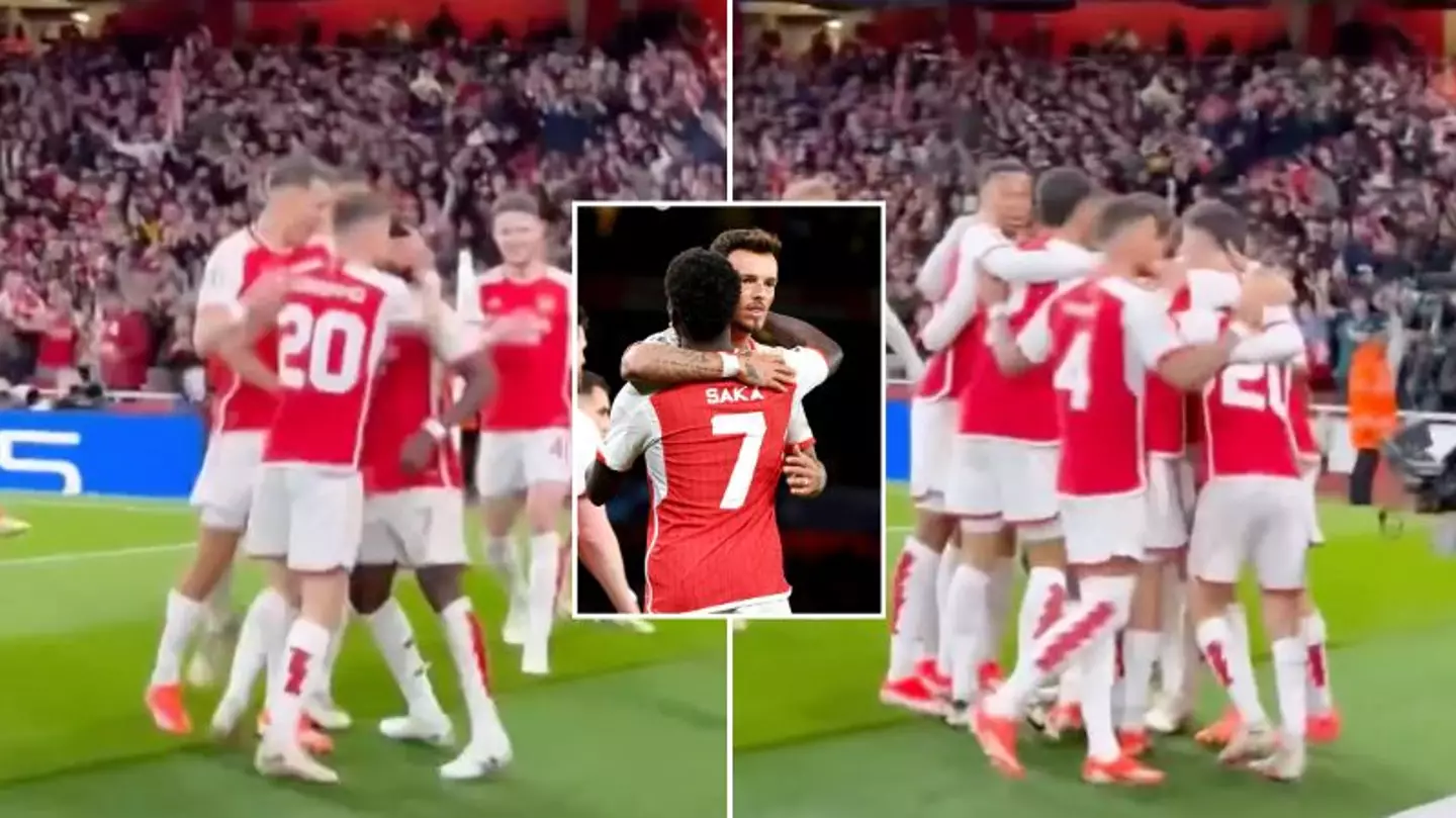 Arsenal fans spot Ben White's reaction to Bukayo Saka's goal against Bayern Munich
