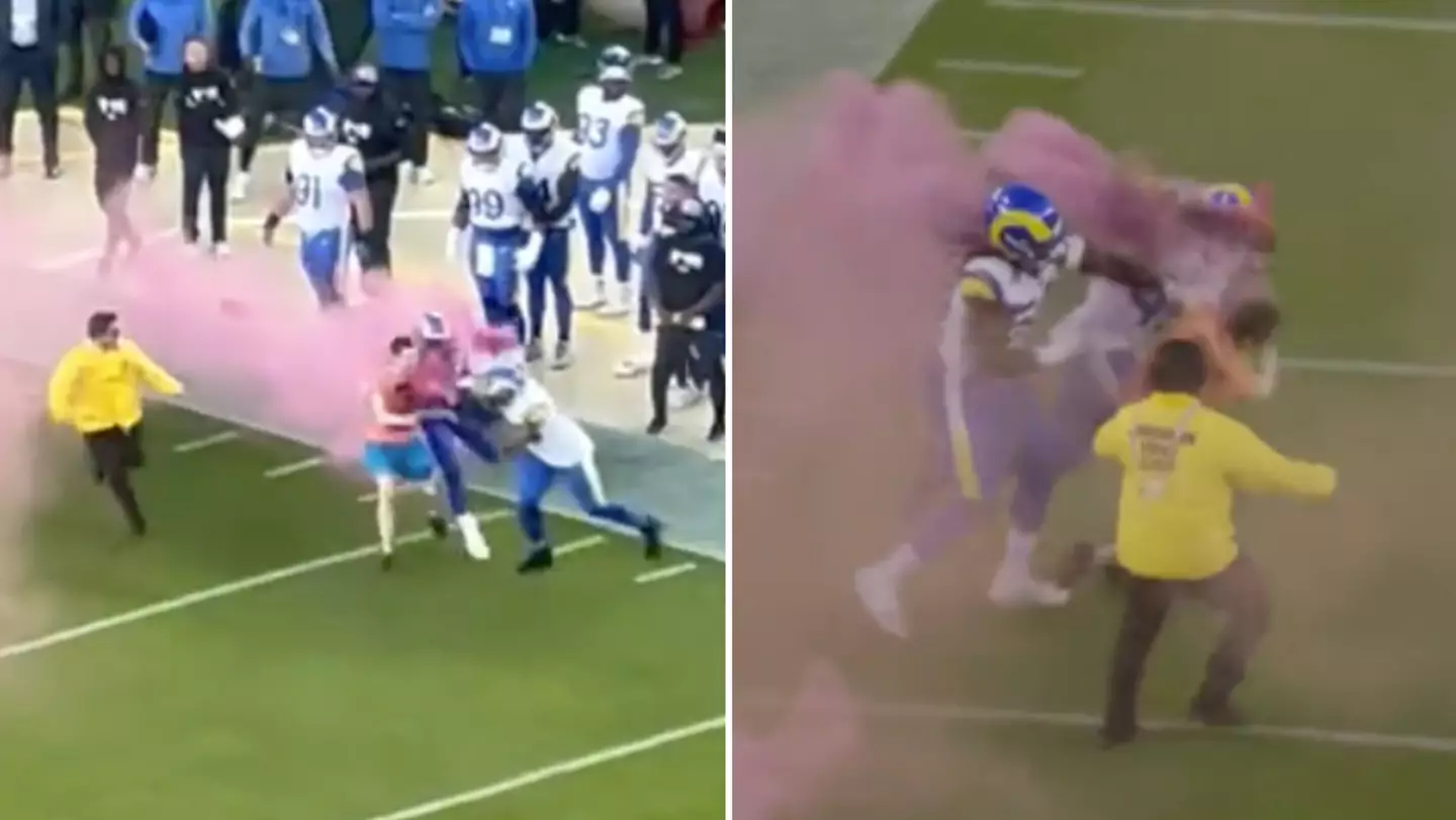 Flare-wielding streaker gets folded like a deck chair by 240-pound NFL star