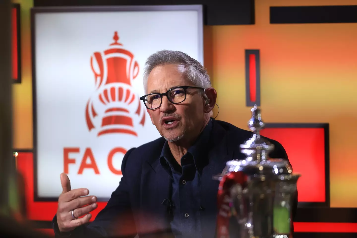 Gary Lineker during the broadcast of a FA Cup tie on the BBC. Image: Getty 
