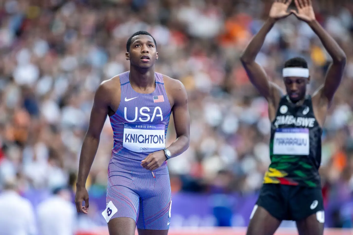 Erriyon Knighton finished fourth in the Paris 2024 men's 200m final (Image: Getty)