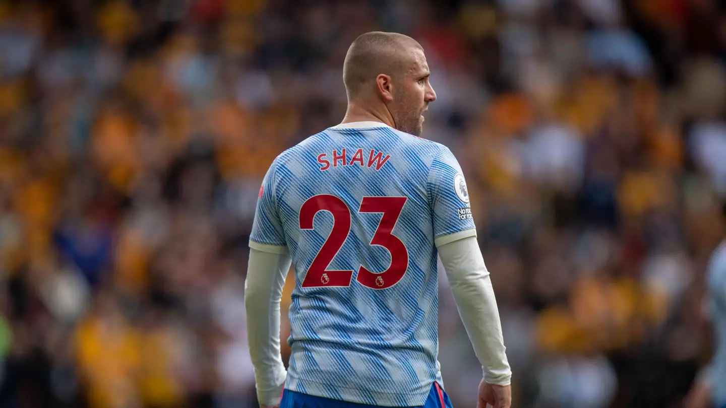 Manchester United's Luke Shaw against Wolves in August 2021. (Alamy)