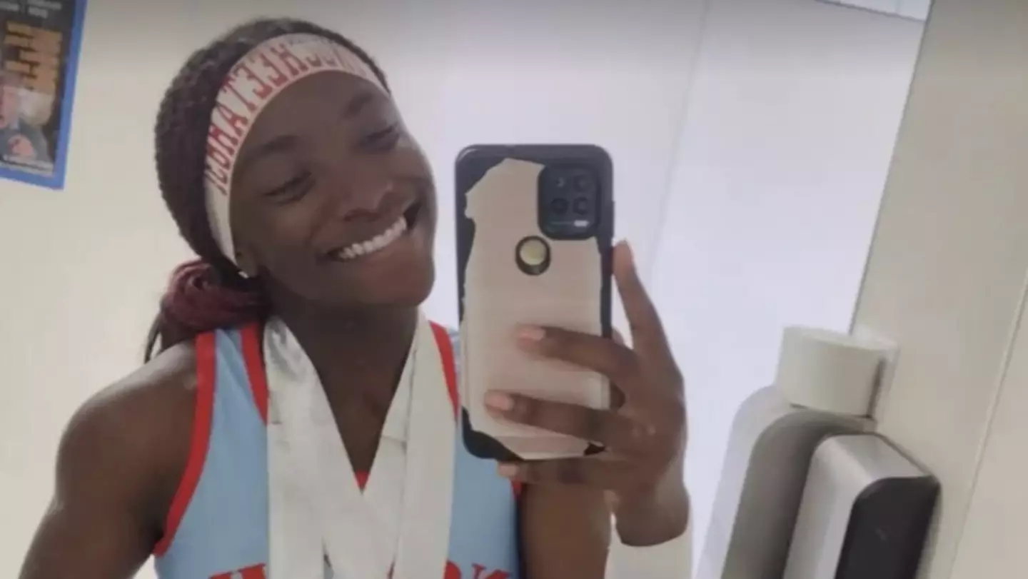 High school track star stripped of title over unusual celebration as her father speaks out on controversy