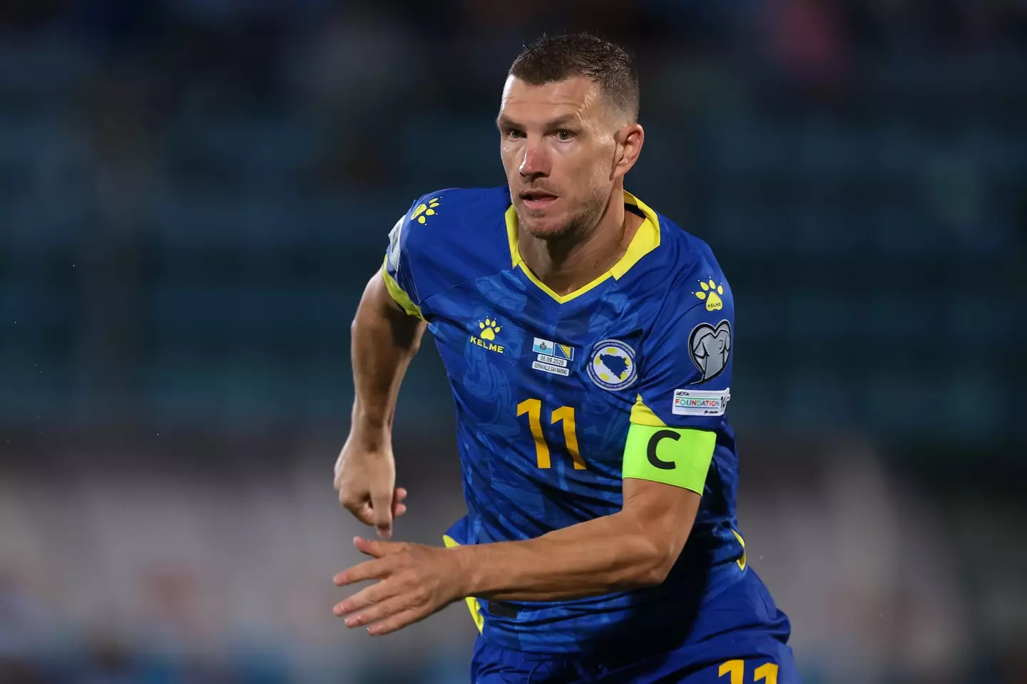 Edin Dzeko of Bosnia during their World Cup qualifier against San Marino. Image credit: Getty