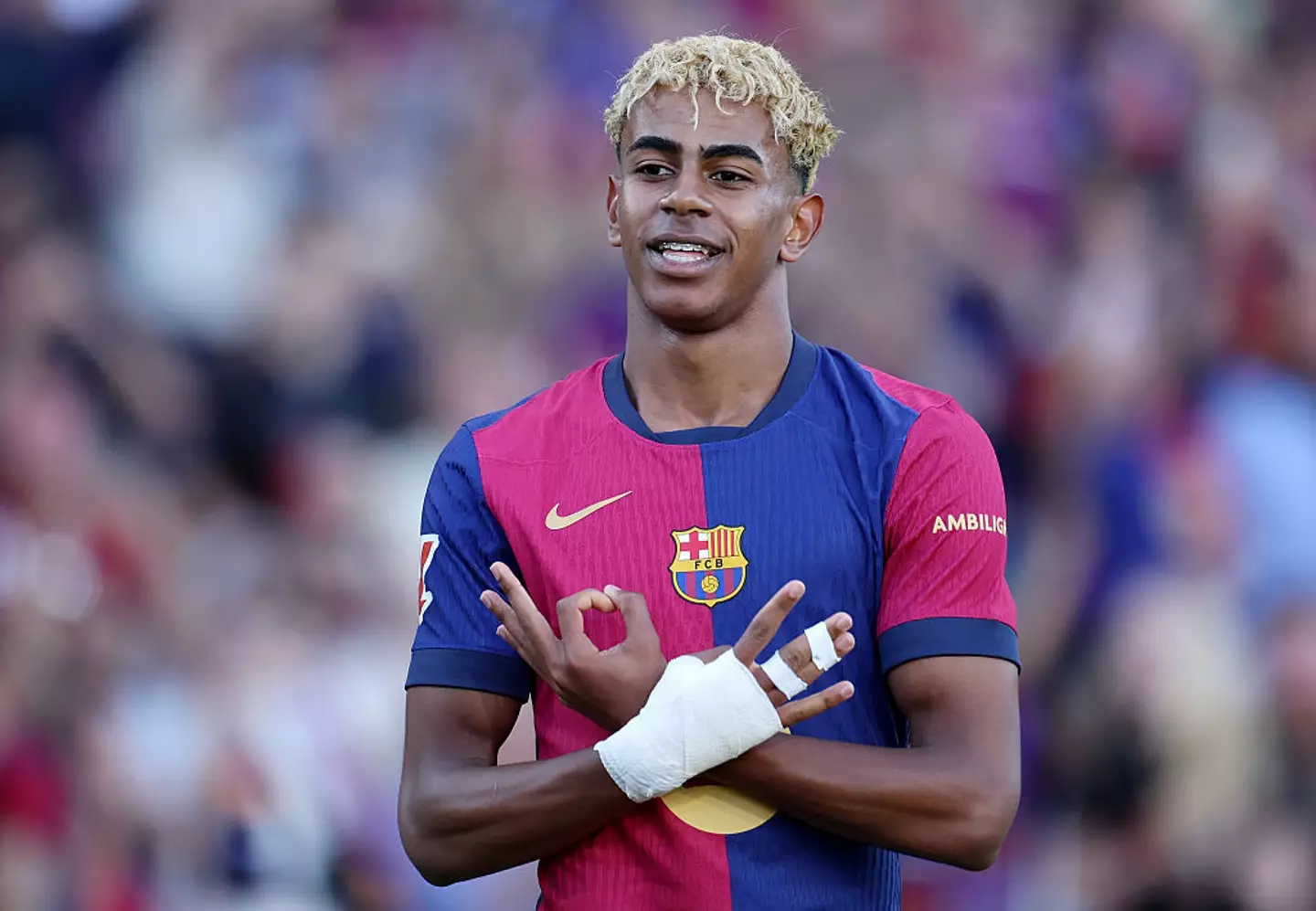 Lamine Yamal signed a new Barcelona contract in May. (Image: Getty)