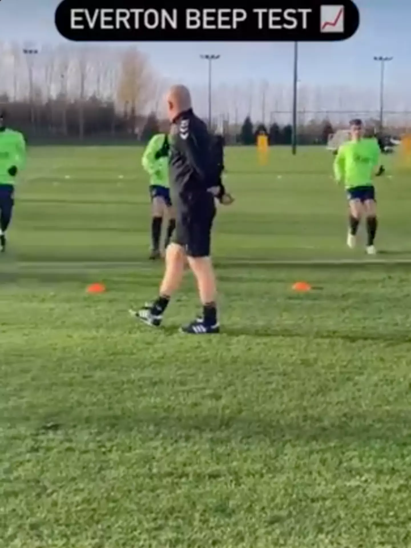 Burnley legend Sean Dyche turned up in his shorts for Everton’s beep test session.